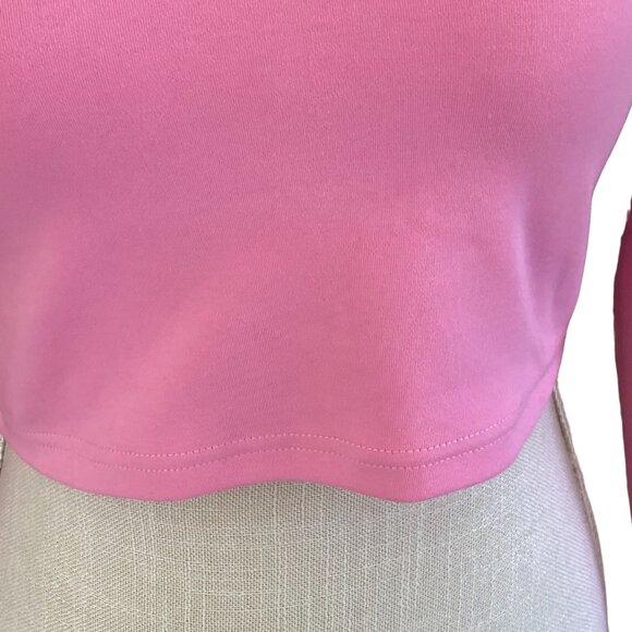 Le Lis Pink Cropped Half Zip Mock Neck Long Sleeve Top | Size Small - Picture 3 of 9